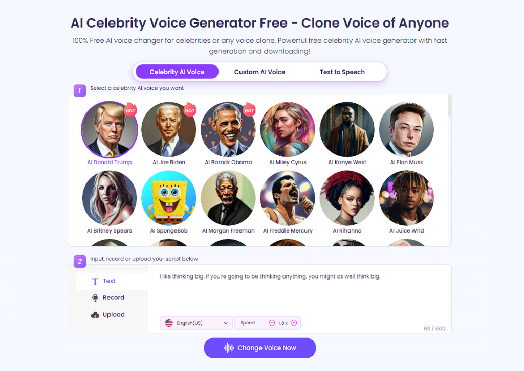AI Voice Generator Free & Turn the Voice of Anyone with Vidnoz